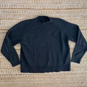 Quince Women’s Size S Organic Cotton Mock Neck Sweater in Charcoal Black